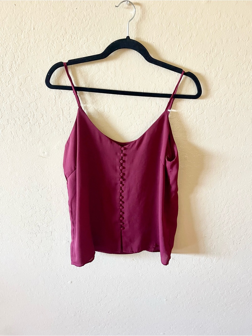 Lulus Burgundy Wine Faux Button V-Neck Camisole Tank Top Medium M